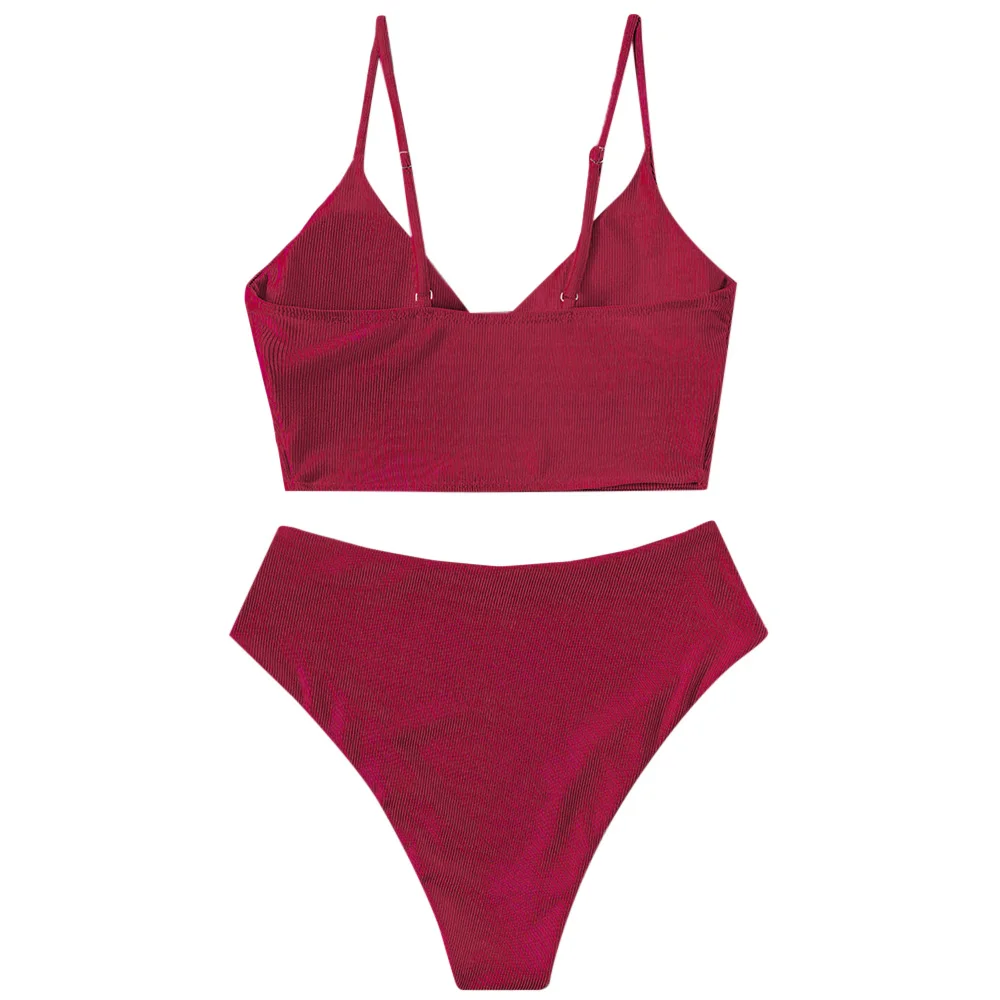 Women Two Piece Bikini Swimsuits Ribbed High Leg Surplice Tankini Swimsuit Suits Adjustable Straps Bikini Set Beach Swear
Women Two Piece Bikini Swimsuits Ribbed High Leg Surplice Tankini Swimsuit Suits Adjustable Straps Bikini Set Beach Swear