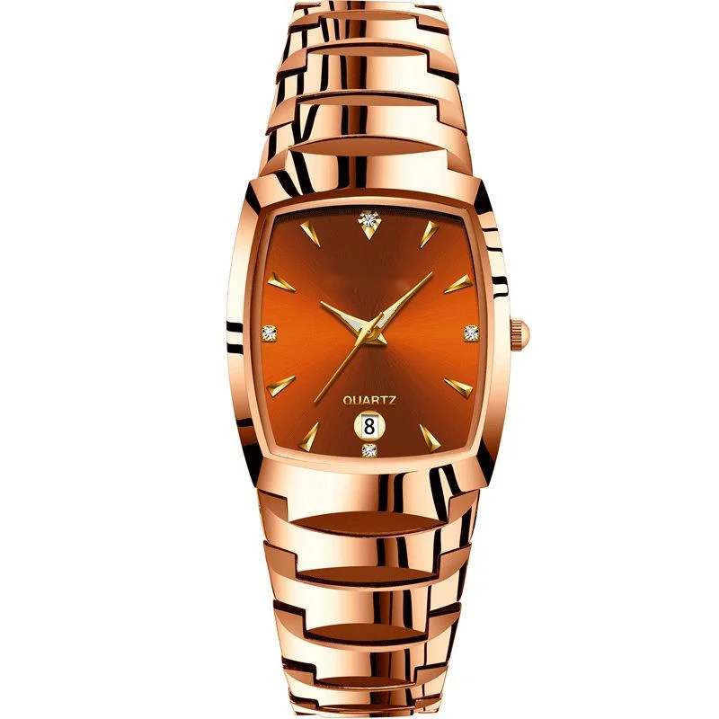 Fashion tungsten steel square lovers' steel band calendar watch waterproof luminous men's and women's student Watch
Fashion tungsten steel square lovers' steel band calendar watch waterproof luminous men's and women's student Watch