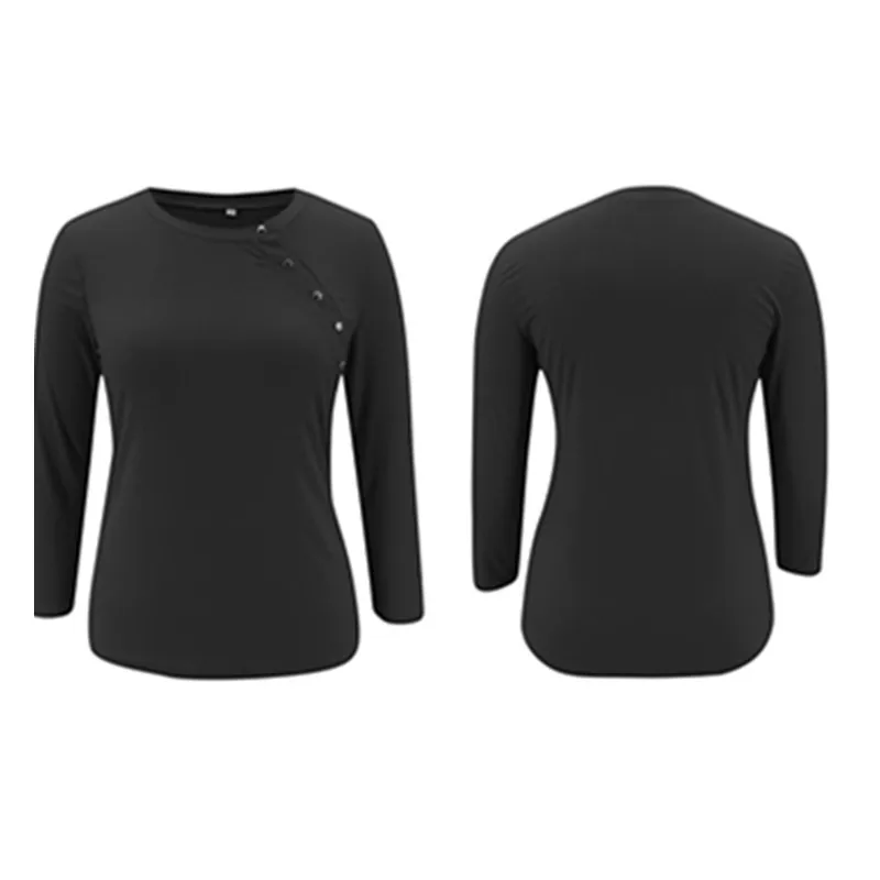 Tshirt Women New Long-Sleeved Haut Femme Camiseta Mujer With Beveled Edge Button Round Neck Slim Solid Color All-Match Tops
Tshirt Women New Long-Sleeved Haut Femme Camiseta Mujer With Beveled Edge Button Round Neck Slim Solid Color All-Match Tops