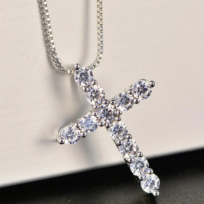 16-24 Inch Plating 925 Silver Necklace Box Chain Shiny Crystal Classic Cross Pendant for Women Men Fashion Jewelry Gifts
16-24 Inch Plating 925 Silver Necklace Box Chain Shiny Crystal Classic Cross Pendant for Women Men Fashion Jewelry Gifts