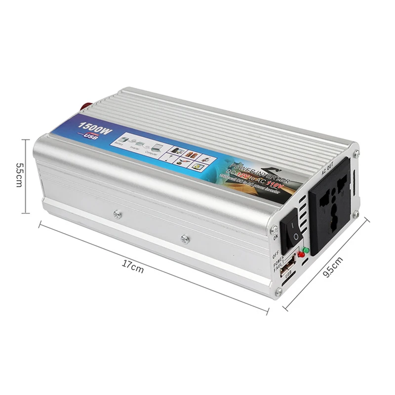 1500W Plug Car Inverter DC 12V to 220V Portable Car Power Inverter Charger Converter Adapter DC 12 to AC 220 Modified Sine Wave
1500W Plug Car Inverter DC 12V to 220V Portable Car Power Inverter Charger Converter Adapter DC 12 to AC 220 Modified Sine Wave