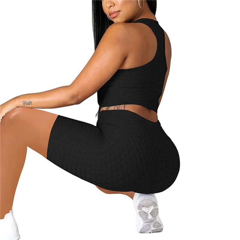 Women's Sports Two Piece Suit Fashion Solid Color U-neck Cropped Vest and High Waist Shorts
Women's Sports Two Piece Suit Fashion Solid Color U-neck Cropped Vest and High Waist Shorts