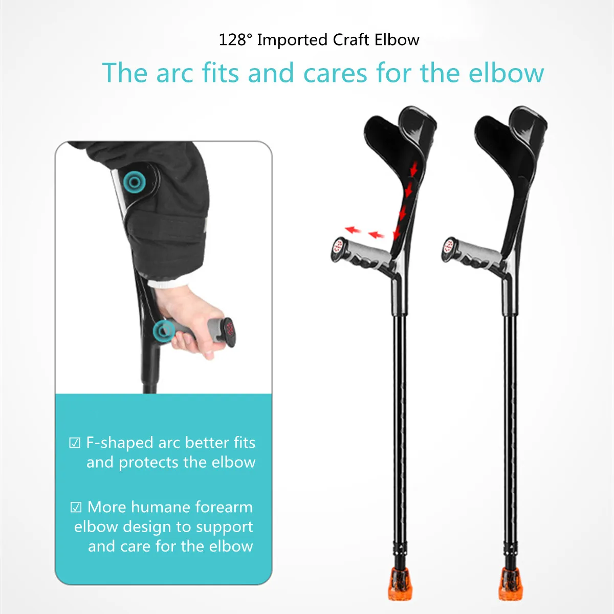 

Adjustable Forearm Crutch Lightweight Arm Walking Stick Ergonomic Handle With Comfortable Support For Elderly Leg Foot Disabled