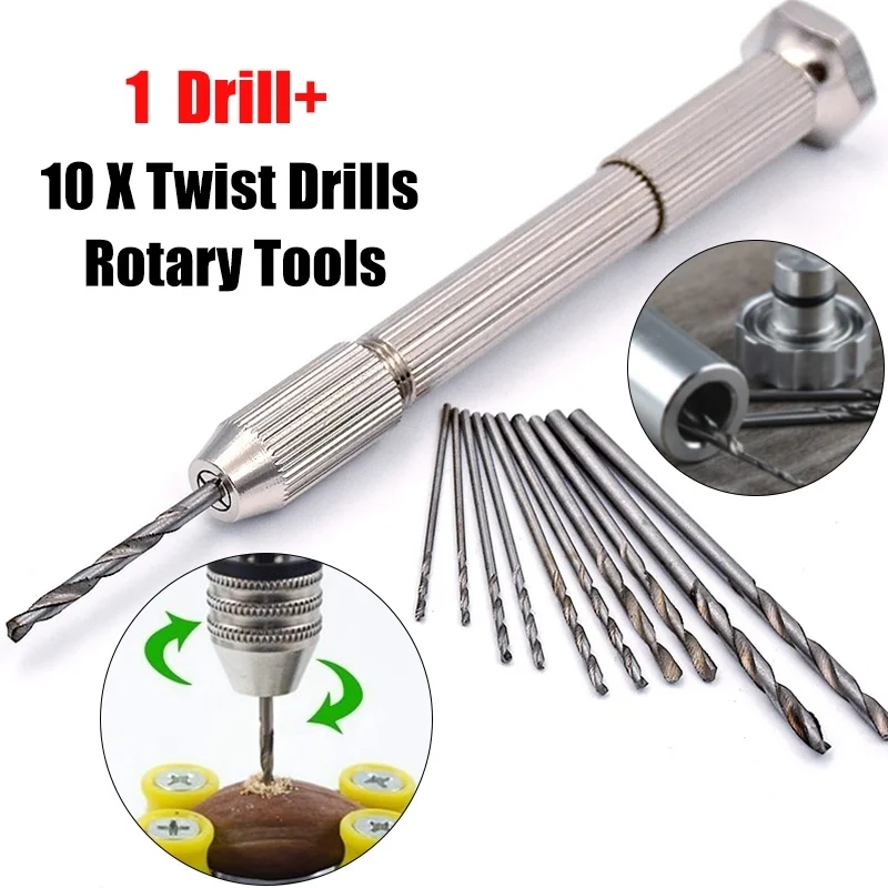 11pcs Mini Micro Aluminum Hand Drill With Keyless Chuck HSS Twist Drill Bit Woodworking Drilling Rotary Tools Hand Drill Manual
11pcs Mini Micro Aluminum Hand Drill With Keyless Chuck HSS Twist Drill Bit Woodworking Drilling Rotary Tools Hand Drill Manual
