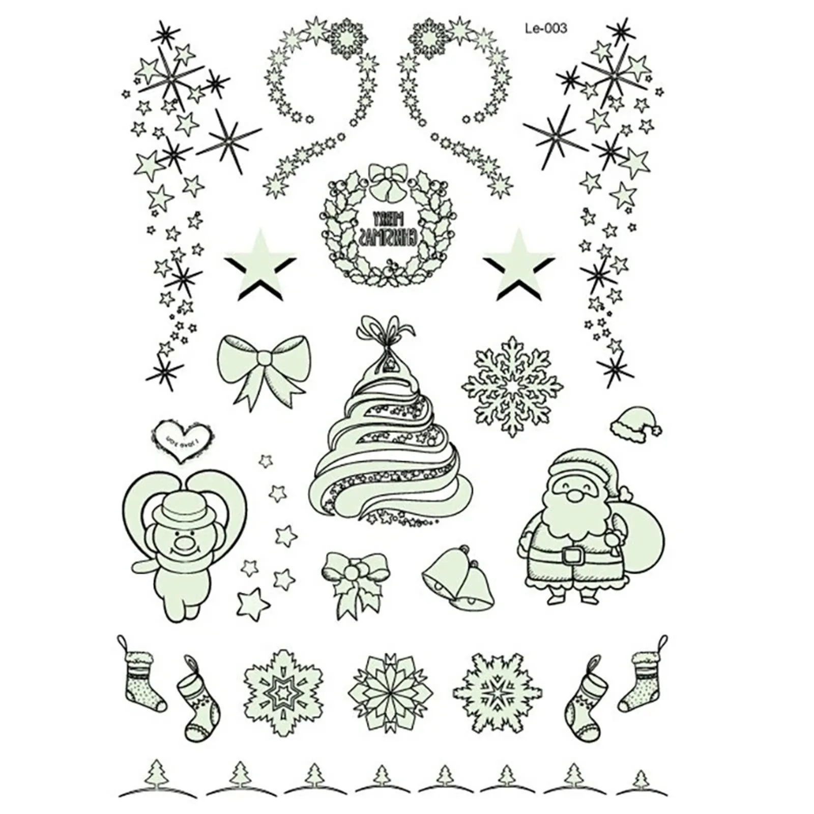 3pcs Luminous Tattoo Stickers Christmas Cartoon Stickers Waterproof Snowflake Xmas Party Tattoo Stickers for Children
3pcs Luminous Tattoo Stickers Christmas Cartoon Stickers Waterproof Snowflake Xmas Party Tattoo Stickers for Children