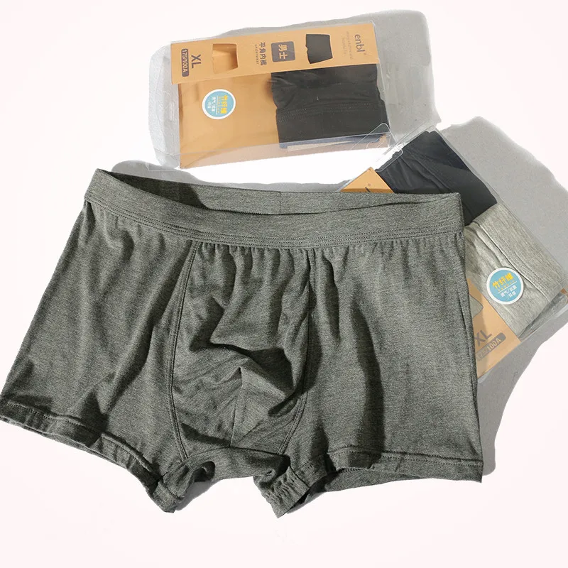 

Men's Boxer Briefs Boxed Two Solid-color Simple Boxer Briefs Young Boys Shorts Black Gray Two in a Box Random Color