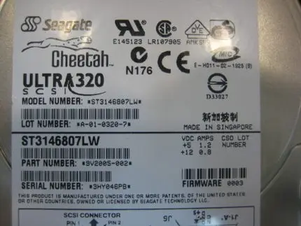 Seagate ST3146807LW 0M3637 00R513 D1430 146G 68PN SCS I Hard drive HDD
Seagate ST3146807LW 0M3637 00R513 D1430 146G 68PN SCS I Hard drive HDD