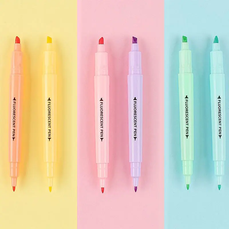 6Pcs/Set Double Head Fluorescent Highlighter Pen Markers Pastel Drawing Pen for Student School Office Supplies Cute Stationery
6Pcs/Set Double Head Fluorescent Highlighter Pen Markers Pastel Drawing Pen for Student School Office Supplies Cute Stationery