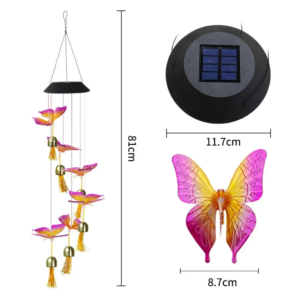7 Color Changing Wind Chimes Solar Crystal Ball Wind Chime Humming bird Butterfly Waterproof Outdoor Light with Bells Yard Deor
7 Color Changing Wind Chimes Solar Crystal Ball Wind Chime Humming bird Butterfly Waterproof Outdoor Light with Bells Yard Deor
