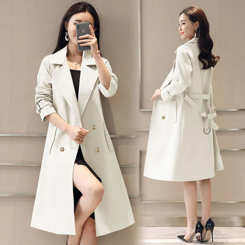 Spring Autumn Slim Elegant Double Breasted Trench Coat Women Temperament Long Women Windbreakers Plus Size Feminino Outerwear
Spring Autumn Slim Elegant Double Breasted Trench Coat Women Temperament Long Women Windbreakers Plus Size Feminino Outerwear