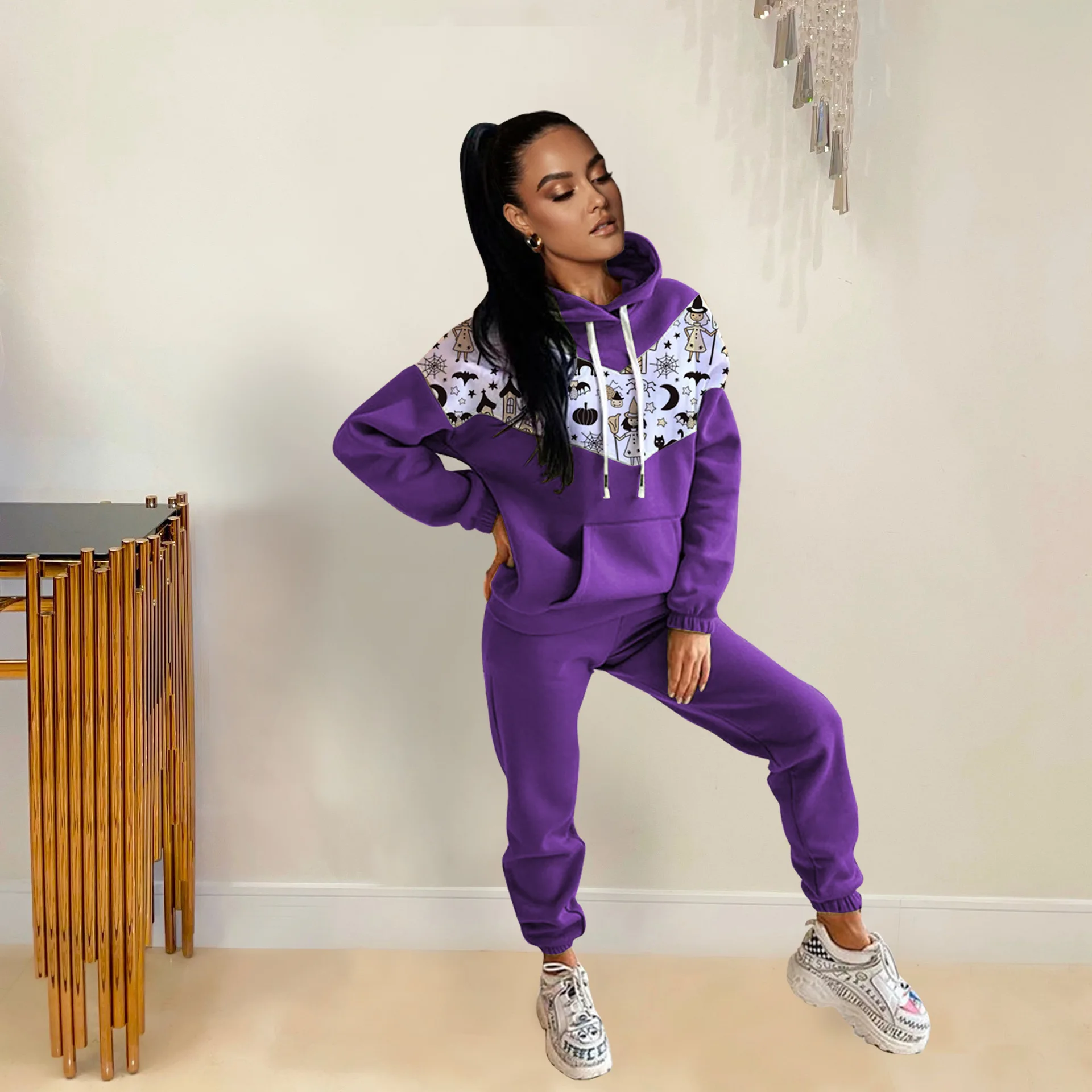 2021 New Purple Women's Autumn And Winter Long Sleeve Splicing Hooded Loose Sweater Set Sportswear Suit
2021 New Purple Women's Autumn And Winter Long Sleeve Splicing Hooded Loose Sweater Set Sportswear Suit