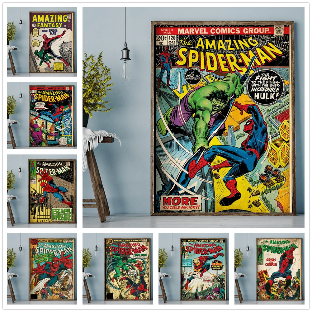 Постер с супергероями комиксов Marvel, Человек-паук, картина с персонажами, Картина на холсте, принты, настенное искусство, украшения, картины д...
Постер с супергероями комиксов Marvel, Человек-паук, картина с персонажами, Картина на холсте, принты, настенное искусство, украшения, картины д...