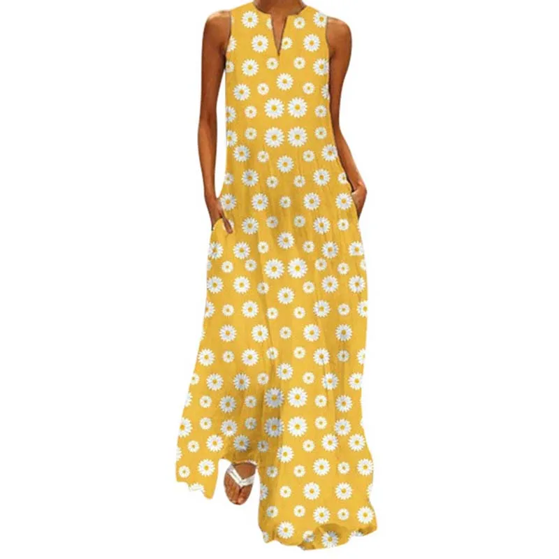 Summer New Boho Floral Print Sleeveless Off Shoulder Dress Women Casual Loose V Neck Streetwear Ladies Party Plus Size Dresses
Summer New Boho Floral Print Sleeveless Off Shoulder Dress Women Casual Loose V Neck Streetwear Ladies Party Plus Size Dresses