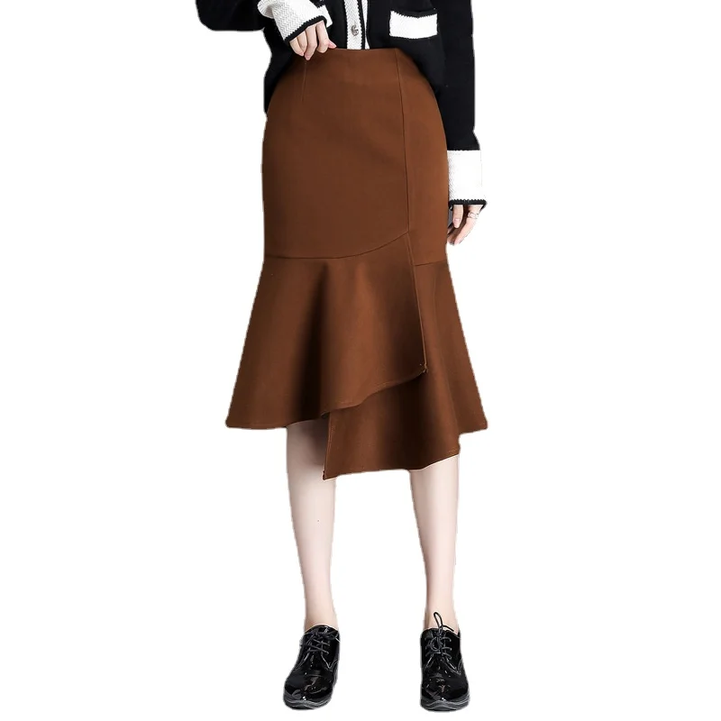 Zipper High Waist Splice Ruffles Irregular Woolen Fishtail Skirt Women Fall Winter Elegant Chic Slim Casual Bodycon Skirts 6550
Zipper High Waist Splice Ruffles Irregular Woolen Fishtail Skirt Women Fall Winter Elegant Chic Slim Casual Bodycon Skirts 6550