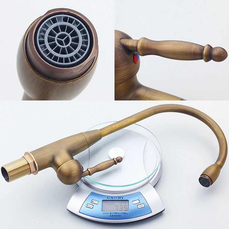 Antique Brass Finish Kitchen Faucet Bronze Single Handle Hot and Cold Water Sink Tap 360 Swivel Bathroom Sink Mixer Taps EK5013
Antique Brass Finish Kitchen Faucet Bronze Single Handle Hot and Cold Water Sink Tap 360 Swivel Bathroom Sink Mixer Taps EK5013