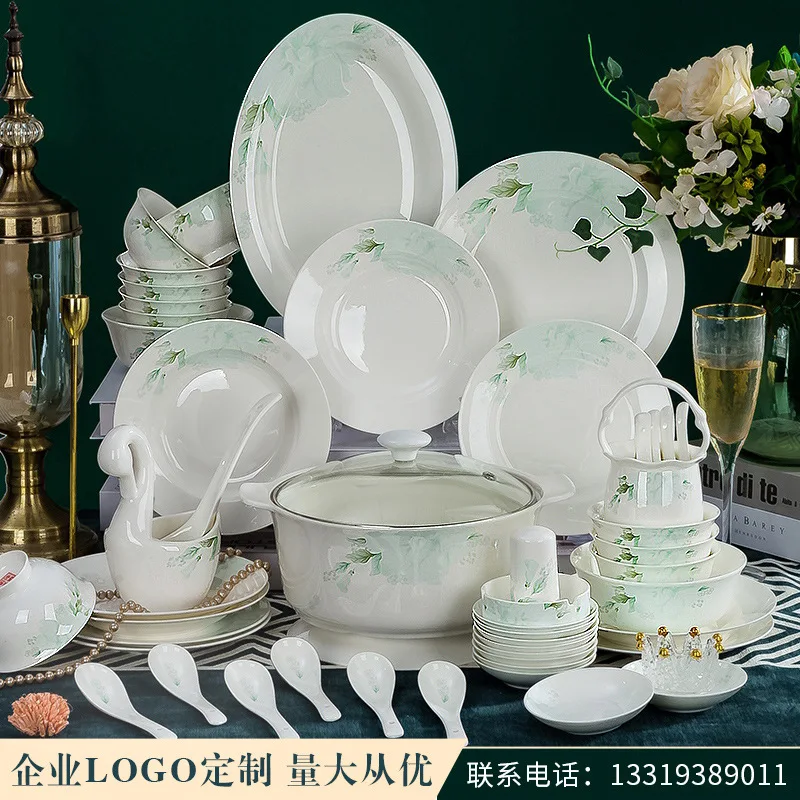 Jingdezhen ceramic tableware dishes set home fresh simple bone porcelain chopsticks gift
Jingdezhen ceramic tableware dishes set home fresh simple bone porcelain chopsticks gift