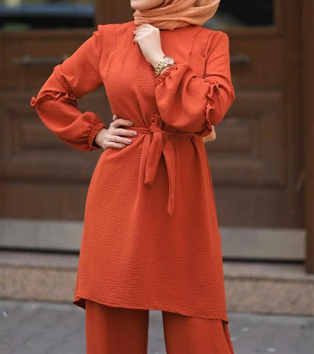 Islamci Women Outfits Muslim Women's Suit Arab Loose Slimming Large Size Long Sleeve Long Tops Blouse + Pants Robe
Islamci Women Outfits Muslim Women's Suit Arab Loose Slimming Large Size Long Sleeve Long Tops Blouse + Pants Robe