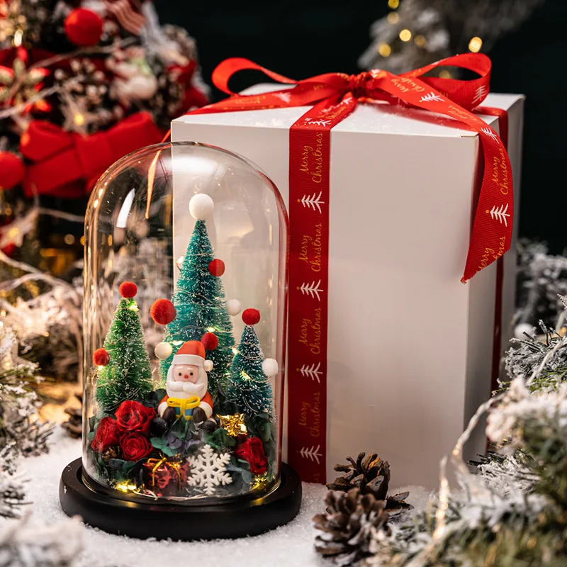 Christmas gift eternal life flower rose glass cover Santa Claus LED lamp table decoration to send friends New Year gifts
Christmas gift eternal life flower rose glass cover Santa Claus LED lamp table decoration to send friends New Year gifts