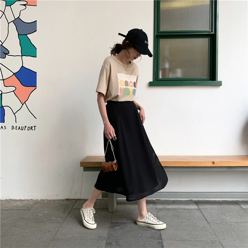 Vintage Loose High Waist Split Skirt Women's Skirts Japanese Harajuku Ulzzang Female Korean Kawaii Cute Clothing For Women 
Vintage Loose High Waist Split Skirt Women's Skirts Japanese Harajuku Ulzzang Female Korean Kawaii Cute Clothing For Women