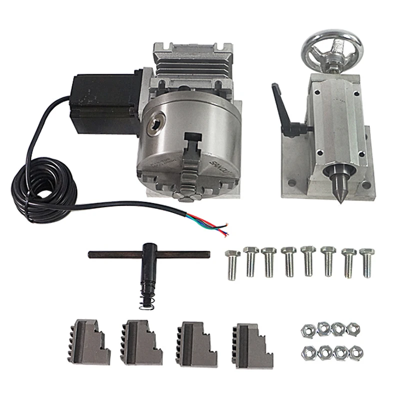 A 4th Rotary Axis Tailstock with 80mm 3-Jaw 4-Jaw Chuck for Wood/metal CNC Router Milling Machine CNC3040 6040 6090
A 4th Rotary Axis Tailstock with 80mm 3-Jaw 4-Jaw Chuck for Wood/metal CNC Router Milling Machine CNC3040 6040 6090