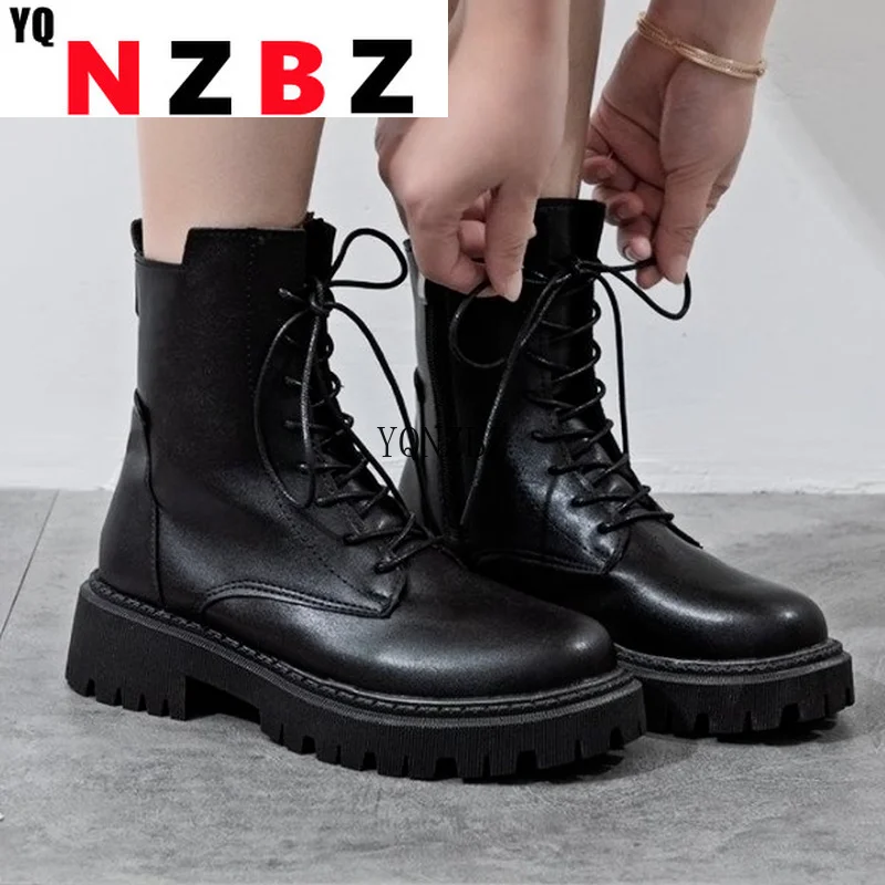 2021 Autumn New Fashion Platform Combat Ankle Boots for Women Lace-up Zipper Round Head Square Heel Women's Casual Short Boots
2021 Autumn New Fashion Platform Combat Ankle Boots for Women Lace-up Zipper Round Head Square Heel Women's Casual Short Boots