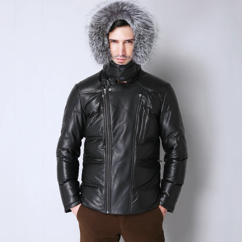 Leather 2023 Jacket Geniune Men Sheepskin Leather Goose Down Coat with Real Silver Collar Warm Campera 16-H38# MF382
Leather 2023 Jacket Geniune Men Sheepskin Leather Goose Down Coat with Real Silver Collar Warm Campera 16-H38# MF382