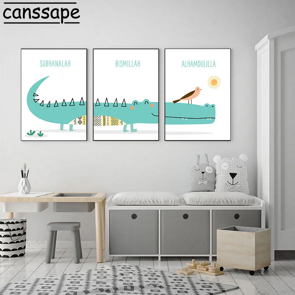 Nursery Wall Poster Green Crocodile Canvas Painting Bird Art Print Sun Paintings Islamic Posters And Prints Boys Room Decoration
Nursery Wall Poster Green Crocodile Canvas Painting Bird Art Print Sun Paintings Islamic Posters And Prints Boys Room Decoration