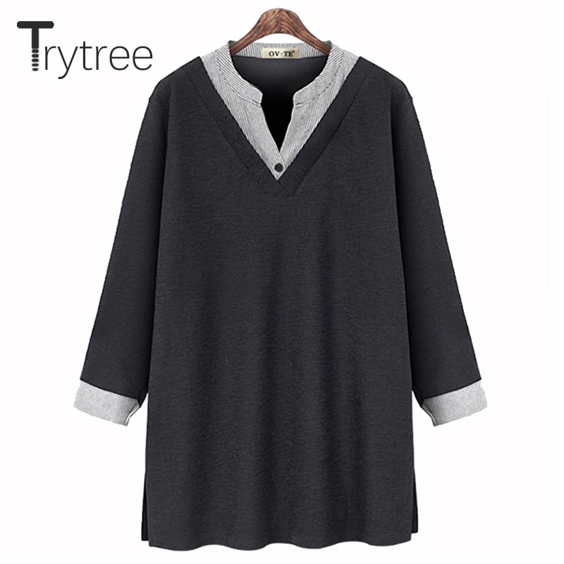 Trytree 2021 Spring Autumn Women Blouse Casual Stripe V-neck Spliced Cotten Blend Oversize Shirts Office Lady Tops For Women
Trytree 2021 Spring Autumn Women Blouse Casual Stripe V-neck Spliced Cotten Blend Oversize Shirts Office Lady Tops For Women