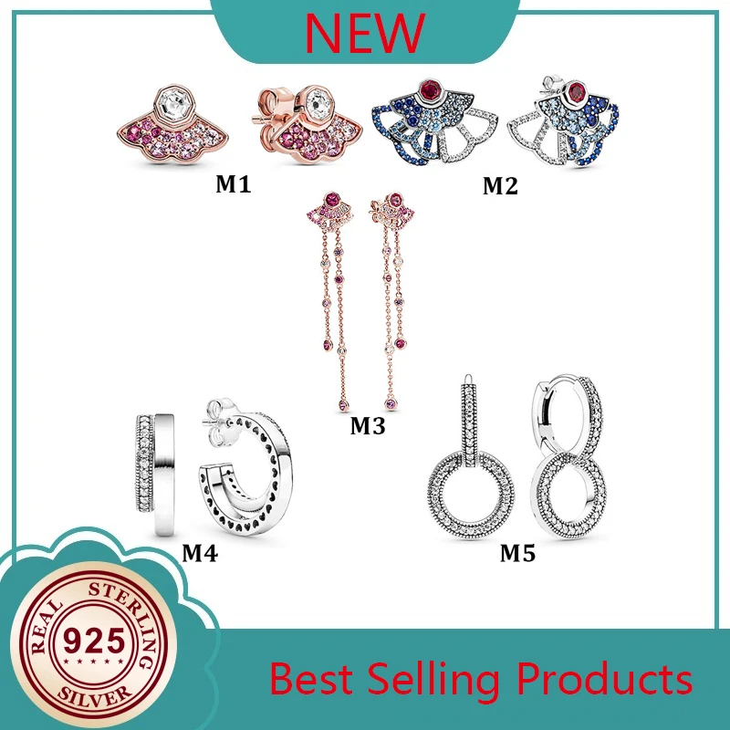 High Quality 925 Sterling Silver Earring Blue & Pink Fan Statement Pan Earrings For Women Wedding Party Fashion Jewelry
High Quality 925 Sterling Silver Earring Blue & Pink Fan Statement Pan Earrings For Women Wedding Party Fashion Jewelry