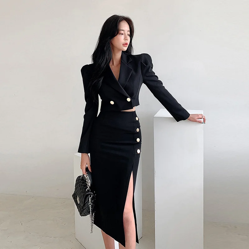 Women's novelty ensemble fashion black spring ol professional temperament short suit and skirt midi divided pencil solid suits
Women's novelty ensemble fashion black spring ol professional temperament short suit and skirt midi divided pencil solid suits