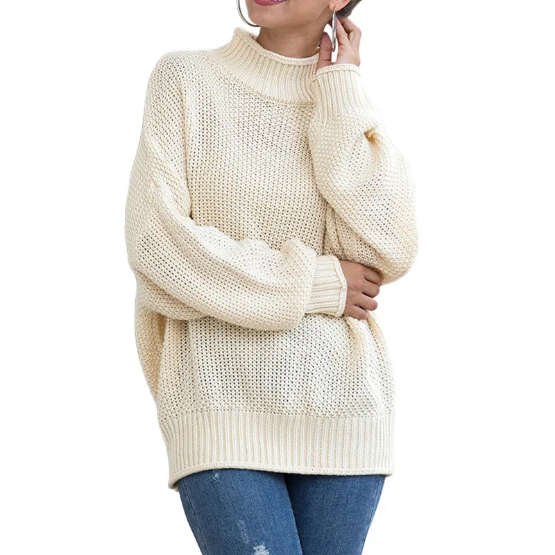 2021 New Solid Color Sweater Long Sleeve High Collar Sweater Coat Grey Black Beige Loose Pullovers
2021 New Solid Color Sweater Long Sleeve High Collar Sweater Coat Grey Black Beige Loose Pullovers