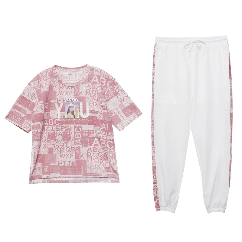 Fashion Short Sleeve T-Shirt Two Piece Set 2021 Summer Letter Printed Plus Size Women Pants Suits Orange Green Pink Clothes 
Fashion Short Sleeve T-Shirt Two Piece Set 2021 Summer Letter Printed Plus Size Women Pants Suits Orange Green Pink Clothes