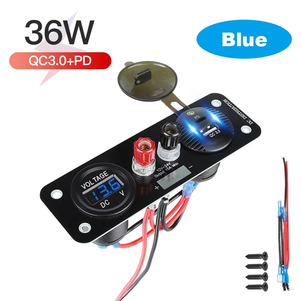 12V Car Cigaret Lighter Socket Car Charger Panel QC3.0+PD Dual USB Port Charger With 6V-30V LED Voltmeter IP65 Waterproof
12V Car Cigaret Lighter Socket Car Charger Panel QC3.0+PD Dual USB Port Charger With 6V-30V LED Voltmeter IP65 Waterproof