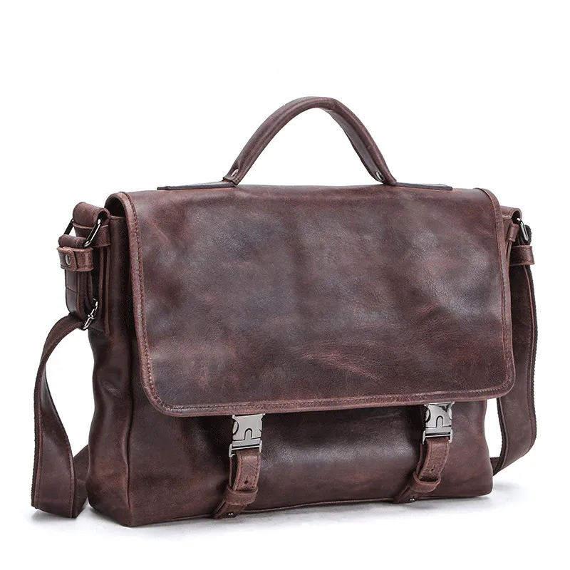 

Мужской портфель из натуральной кожи, деловая рабочая сумка, кожаная Большая вместительная офисная сумка для ноутбука, дорожная сумка-месс...