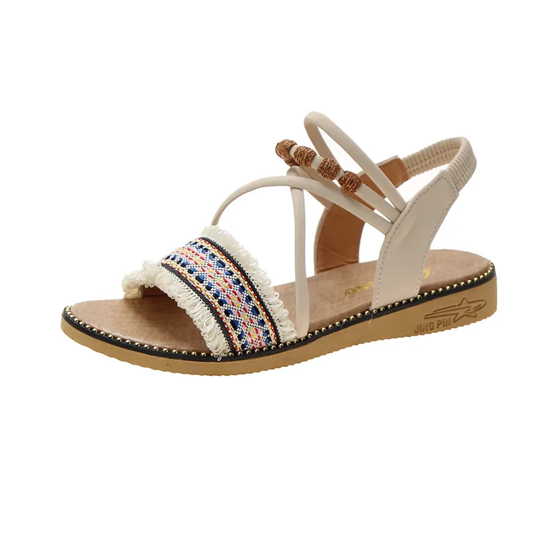Ethnic style sandals female 2021 summer new bohemian fairy style flat-bottomed student strapped roman shoes sandals 
Ethnic style sandals female 2021 summer new bohemian fairy style flat-bottomed student strapped roman shoes sandals