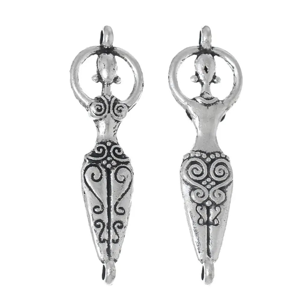 

DoreenBeads 2 Pieces Zinc alloy Connectors Findings Venus Of Willendorf Fertility Goddess Pregnancy Silver Color 43mmx12mm