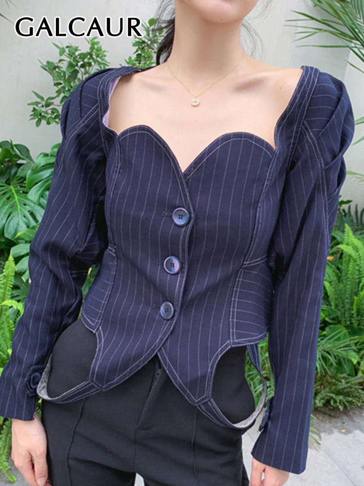GALCAUR Vintage Striped Coats For Women Square Collar Puff Long Sleeve Tunic Lace Up Short Jacket Female 2022 Spring Clothes New 
GALCAUR Vintage Striped Coats For Women Square Collar Puff Long Sleeve Tunic Lace Up Short Jacket Female 2022 Spring Clothes New