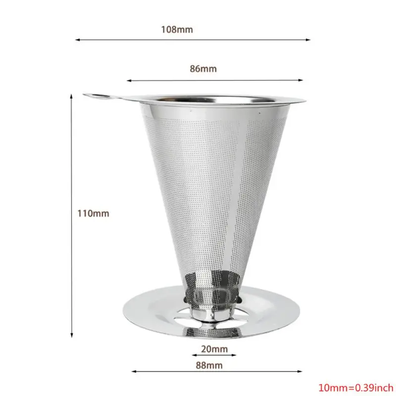 Reusable Coffee Filter 304 Stainless Steel Cone Coffee Filter Baskets Mesh Strainer Pour Over Coffee Dripper
Reusable Coffee Filter 304 Stainless Steel Cone Coffee Filter Baskets Mesh Strainer Pour Over Coffee Dripper
