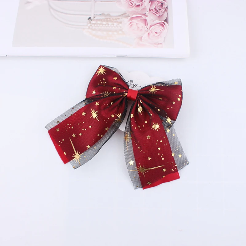 Double Layer Mesh Hair Clip Black Red Gold Glitter Star Streamer Hair Bows Black Lace Hairpin Diablo Bowknot Hair Accessories
Double Layer Mesh Hair Clip Black Red Gold Glitter Star Streamer Hair Bows Black Lace Hairpin Diablo Bowknot Hair Accessories