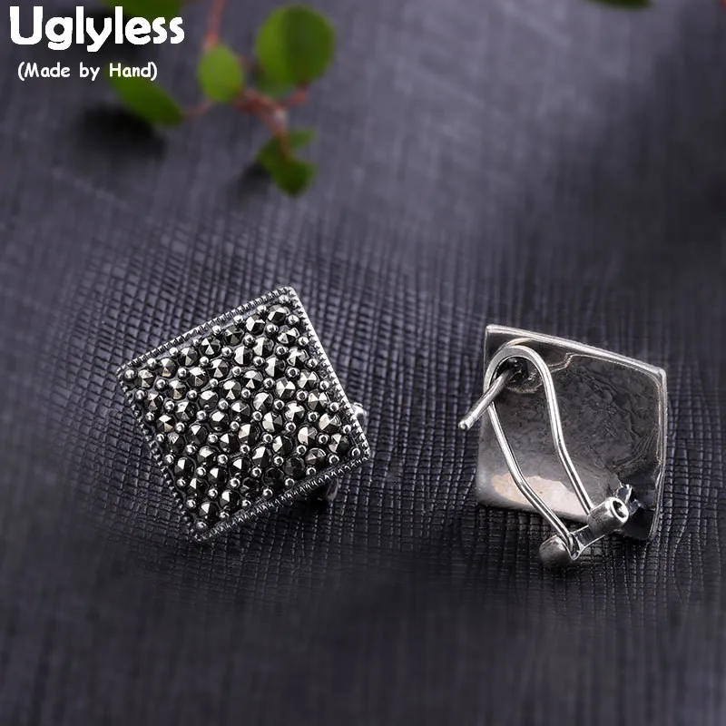 Uglyless 2sizes Vintage Square Marcasite Studs Earrings for Women Rhombus Earrings Thai Silver Brincos 925 Silver Jewelry E1428
Uglyless 2sizes Vintage Square Marcasite Studs Earrings for Women Rhombus Earrings Thai Silver Brincos 925 Silver Jewelry E1428