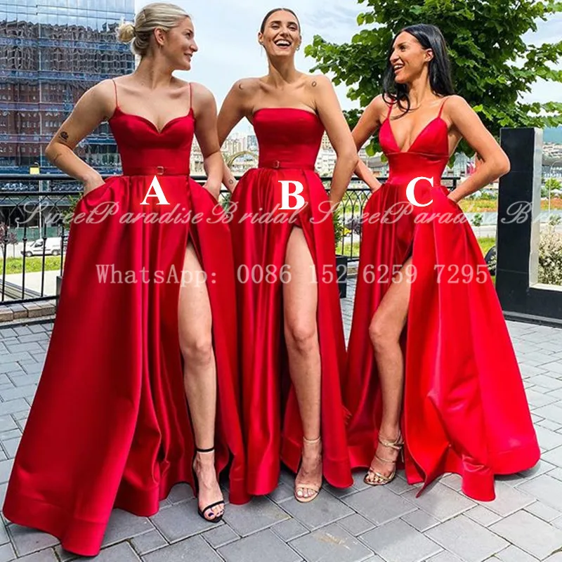 2021 Red Satin Bridesmaid Dresses For Women Pleat A Line Sleeveless Long Formal Wedding Party Dress Robe De Soiree Femme
2021 Red Satin Bridesmaid Dresses For Women Pleat A Line Sleeveless Long Formal Wedding Party Dress Robe De Soiree Femme