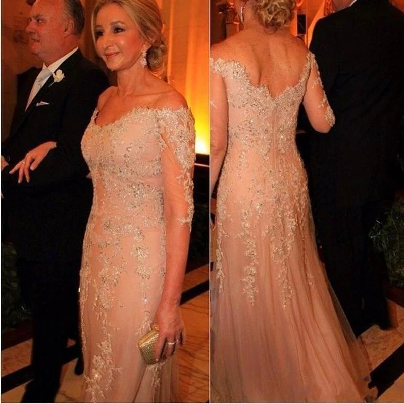 Illusion Long Sleeves Lace Mermaid Evening Dresses 2022 Off Shoulder Applique Beaded Sweep Train Mother Of The Bride Dresses For 
Illusion Long Sleeves Lace Mermaid Evening Dresses 2022 Off Shoulder Applique Beaded Sweep Train Mother Of The Bride Dresses For