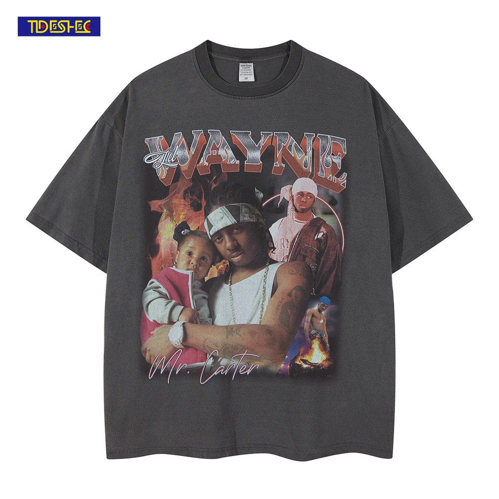 TIDESHEC Mens T-shirt Vintage Washed Streetwear Lil Wayne Graphic Print T-shirt Cotton HIP HOP Oversized Tee Top 2022 Summer
TIDESHEC Mens T-shirt Vintage Washed Streetwear Lil Wayne Graphic Print T-shirt Cotton HIP HOP Oversized Tee Top 2022 Summer