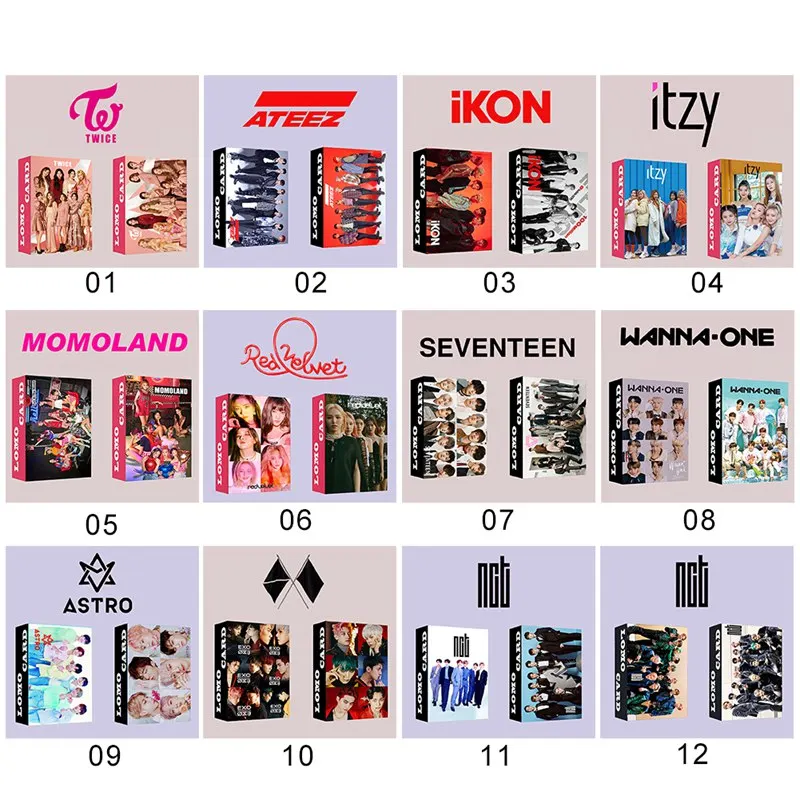 

30pcs/set Kpop ATEEZ Lomo card Stray kids GOT7 TWICE TXT NCT ITZY Photocard HD photo print album photocard for fans gifts