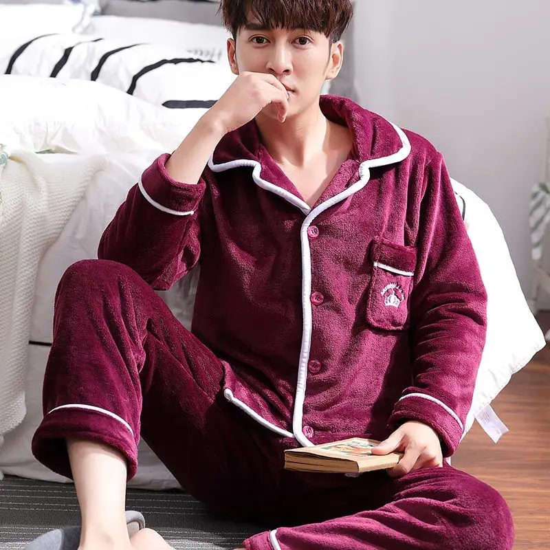 Flannel Sleepwear Men Pajamas Set Lounge Wear Warm 2PCS Nightgown Nightwear Winter Pijamas Sets Lingerie Thick Home Clothes
Flannel Sleepwear Men Pajamas Set Lounge Wear Warm 2PCS Nightgown Nightwear Winter Pijamas Sets Lingerie Thick Home Clothes