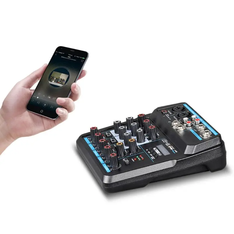 4Channel Digital Mixer Console with Bluetooth USB 48V Phantom Power for DJ 
4Channel Digital Mixer Console with Bluetooth USB 48V Phantom Power for DJ