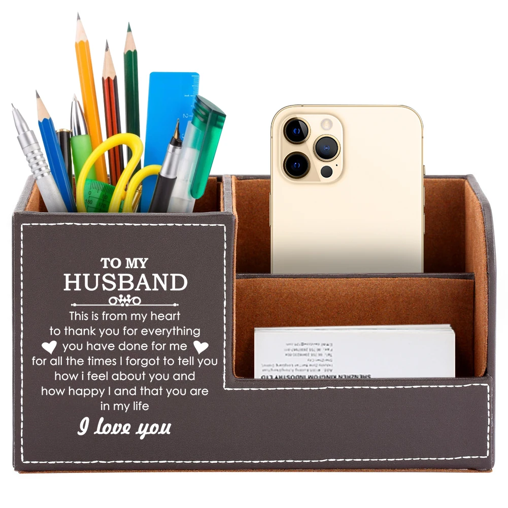 Leather Storage Box To My Husband Pattern Multifunctional Remote Control Phone Pencil Holder Desktop Organizer for Home Office
Leather Storage Box To My Husband Pattern Multifunctional Remote Control Phone Pencil Holder Desktop Organizer for Home Office