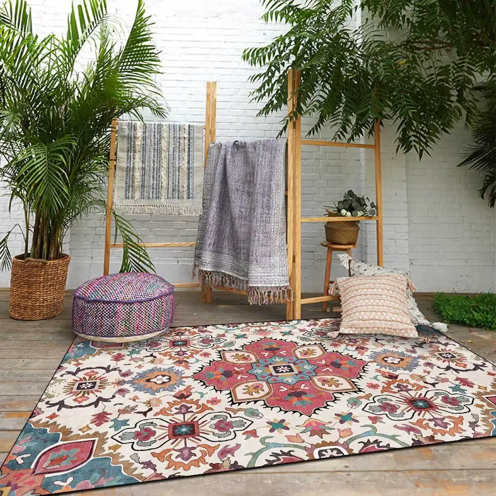 

Persian Ethnic Style Carpet and Rug Geometric Floral Print Living Room Anti-Slip Floor Mat Kitchen Bath Hallway Corridor Tapete