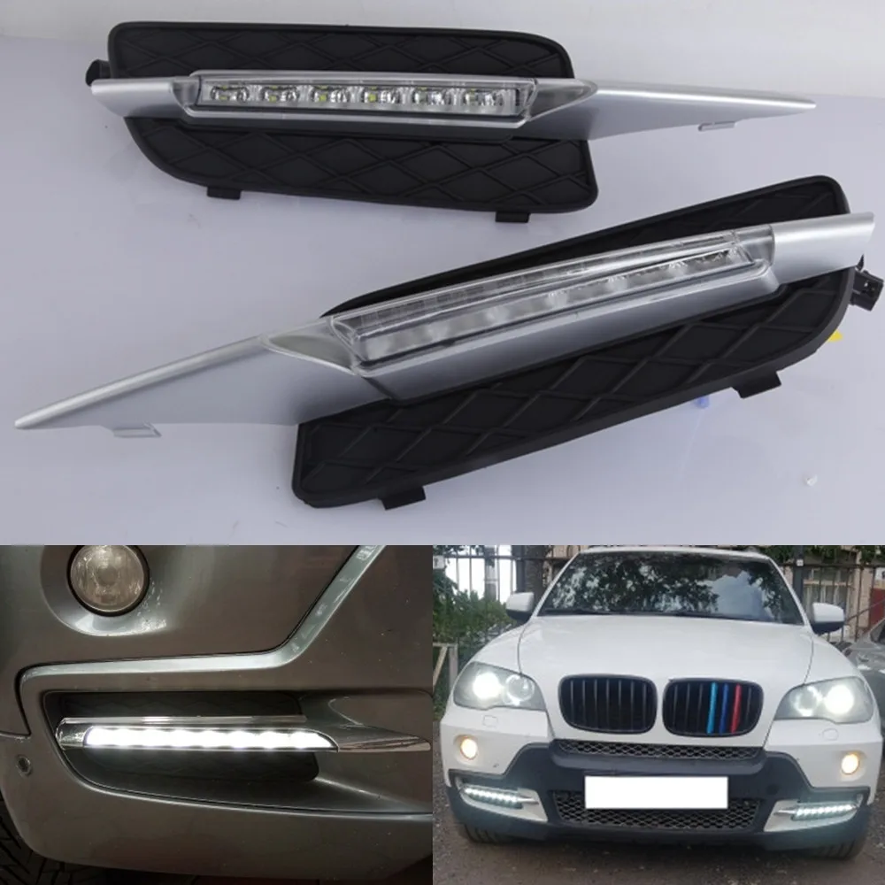 CSCSNL 1 Pair DRL Daytime Running Lights For BMW X5 E70 2007 2008 2009 2010 Daylight Car LED Fog Head Lamp Light Cover | Автомобили и