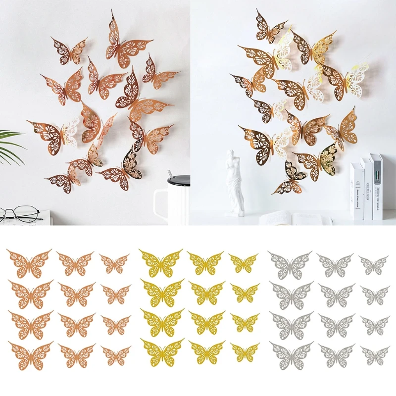 3 Sizes 12 Pcs Hollow Carving Butterfly Wall Sticker Exquisite Design 3D Butterfly Mural Home Deccor DIY Gift for Kids
3 Sizes 12 Pcs Hollow Carving Butterfly Wall Sticker Exquisite Design 3D Butterfly Mural Home Deccor DIY Gift for Kids
